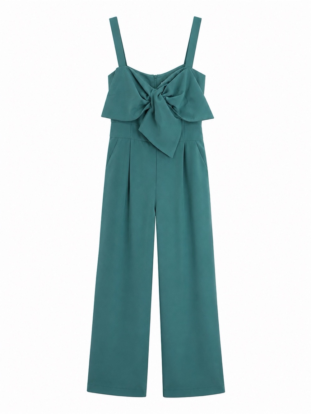 Lilly Pulitzer Teal Bow-Front Wide-Leg Jumpsuit
